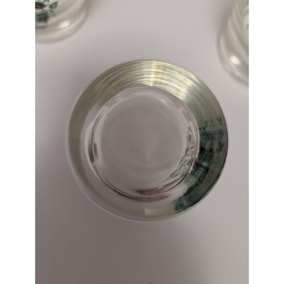 Set Of 3 Vintage MCM Turquoise Gold Floral Patterned Clear Glasses - Picture 4 of 5